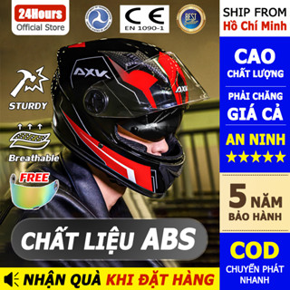 24Hours Mũ bảo hiểm FullFace 2 kính,nón bảo hiểm cụm đầu có dây rút rời bảo vệ,hàng chính hãng bảo hành 12 tháng