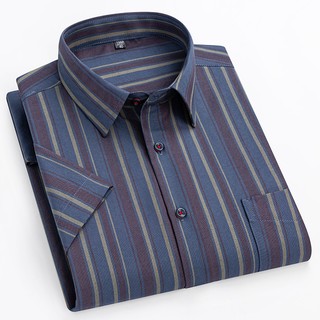 Áo sơ mi nam ngắn tay Oxford sọc Plus Size 54