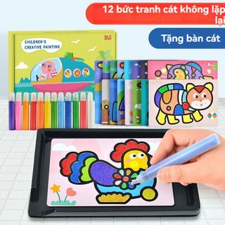 Đồ chơi tranh cát trẻ em tranh cát trẻ em màu cát bé trai handmade tự làm làm xếp hình lắc cát cát trầy xước bộ tranh đồ chơi bộ tranh cát tự làm