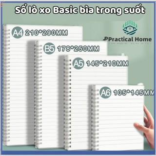 {Rẻ nhất} Sổ tay trong suốt A6 A5 B5 A4 160 trang Caro / Ngang / Mịn