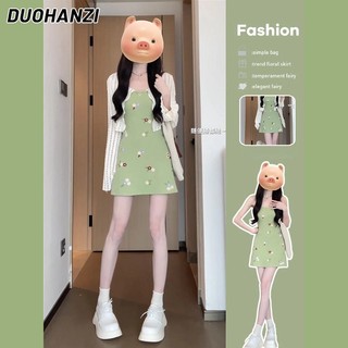 Duohanzi Váy Nữ Pháp treo hoa mùa hè bên bờ biển kỳ nghỉ cao cấp phù hợp với váy dài