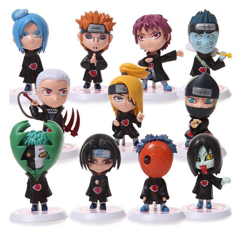 11 Cái / bộ 6-7cm Anime Naruto Hình Akatsuki Pein Konan Zetsu Itachi Hoshigaki Kisame Orochimaru Sas