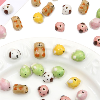 1 Máy Tính Dễ Thương Vẽ Tay Động Vật Miếng Đệm Hạt Gốm Nhiều Màu Sắc Gấu Chó Cá Hạt Cho Trang Sức Làm Vòng Tay Móc Khóa Quyến Rũ