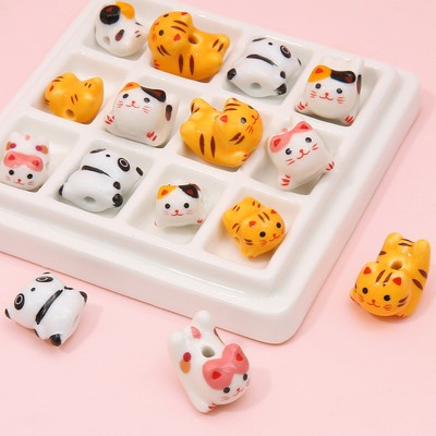 1 Thủ Công Sứ Sứ Mèo Gấu Chó Cá Animel Quyến Rũ Hạt Cho Vòng Cổ Vòng Tay DIY Trang Sức Thủ Công Làm