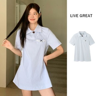 Váy sơ mi nữ LIVE GREA ngọt ngào và dễ thương phiên bản Hàn Quốc cổ búp bê phong cách đại học cotton nguyên chất chất chất lượng cao