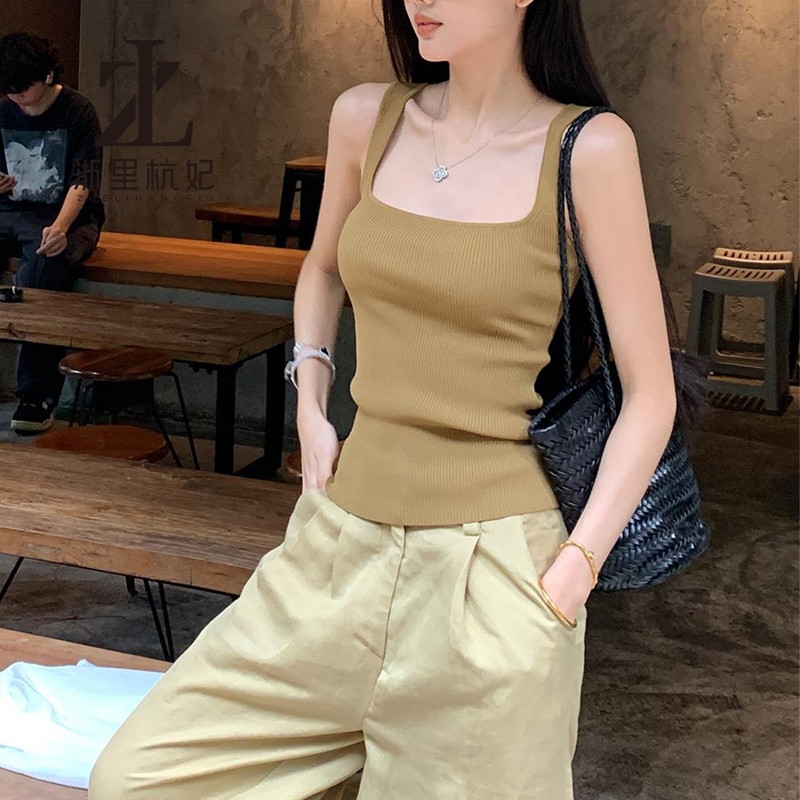 ZHELIHANGFEI Áo yếm dệt kim cổ vuông dành cho nữ không tay đáy trong | BigBuy360 - bigbuy360.vn