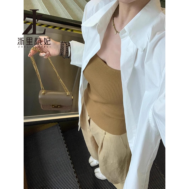 ZHELIHANGFEI Áo yếm dệt kim cổ vuông dành cho nữ không tay đáy trong | BigBuy360 - bigbuy360.vn