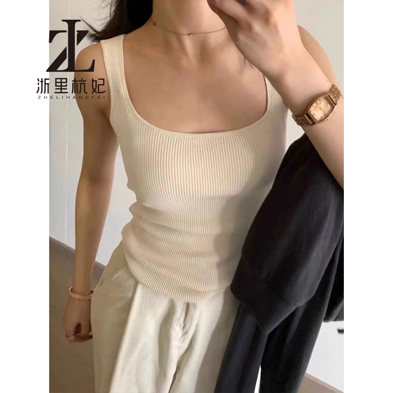 ZHELIHANGFEI Áo yếm dệt kim cổ vuông dành cho nữ không tay đáy trong | BigBuy360 - bigbuy360.vn