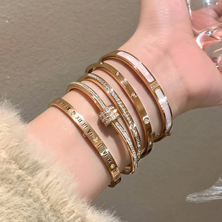 2024 Phổ Biến Ánh Sáng Sang Trọng Cao Cấp Zircon Kim Cương Kẻ Sọc Vòng Tay Nữ Thép Không Gỉ Không Phai Màu Vòng Tay Cho Người Yêu Sinh Nhật Vòng Tay Trang Sức Gelang wanita Thời Trang