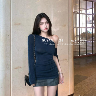 Thiết Kế Cảm Giác Ruy Băng Dây Dài Tay Áo Thun Nữ Mùa Hè Phong Cách Mới Tính Khí Hot Girl Slim-fit S
