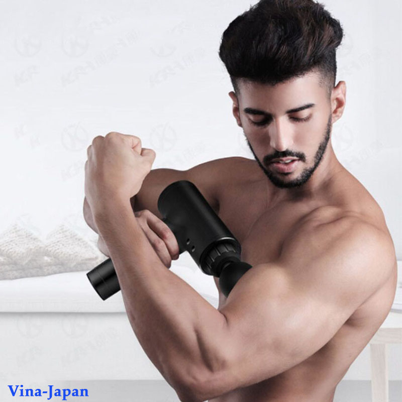 Máy massage cầm tay Mini - Súng massage cầm tay đấm lưng, massage trị liệu cổ và vai với 4 đầu và 6 chế độ, sản phẩm tốt.