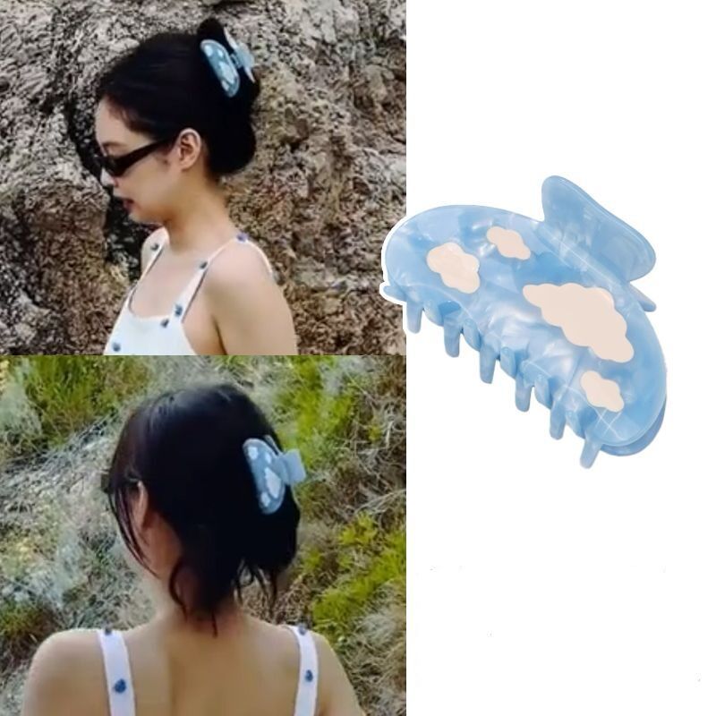 Blackpink Jennie Ins Thời Trang Mây Xanh Acetic Acid Kẹp Tóc Phong Cách Mới Ngọt Cá Mập Kẹp Tóc Phụ 