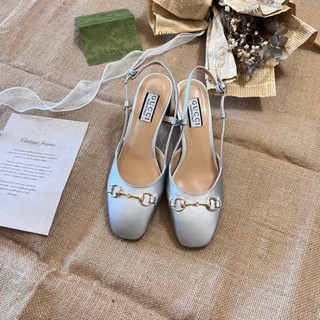 Gucci2024 Khóa Kim Loại Baotou Giày Sandal Gót Dày Nữ Phong Cách Mới Lưng Trống Thời Trang Thường Ngày Chống Trơn Trượt Nhẹ Sang Trọng Mùa Hè Giày Pháp