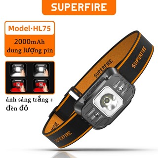 Đèn pin đội đầu superfire hl75 đèn pha usb siêu sáng sạc đèn pha led đèn pin cắm trại đèn lồng đầu đèn pin