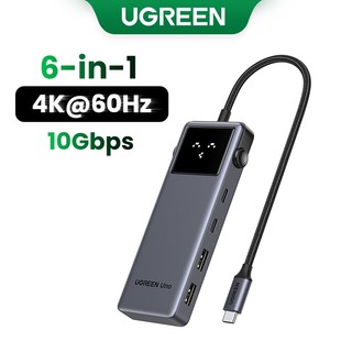Ugreen uno 6 trong 1 hub 4k @ 60hz 10gbps robot hub pd100w usb a usb c hdmi type c adapter