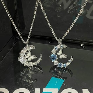 Jushi Mặt Trăng Kim Cương Giả Bướm Vòng Cổ ins Đơn Giản Thời Trang Sinh Viên Trang Sức Xương Đòn Dây Xích Cho Bạn Gái Không Dị Ứng