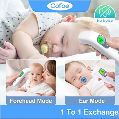 Nhiệt kế trán và tai và vật thể Cofoe 4 trong 1 Nhiệt độ không tiếp xúc Bảo vệ gia đình cho bé Đo sốt