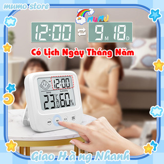 Giao Hàng Trong Vòng 24 Giờ💥 Nhiệt kế đo nhiệt độ phòng điện tử4 trong 1 đo nhiệt độ, độ ẩm, báo thời gian, cảnh báo cảm xúc có đèn led