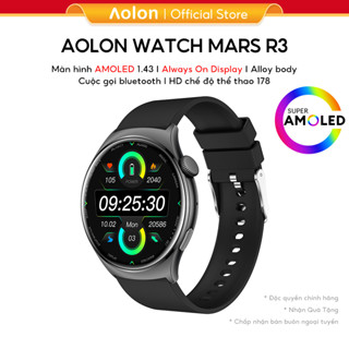 Đồng hồ thông minh Aolon Mars R3 Tiếng Việt Smart Watch | Running Pace | Màn hình AMOLED | Aod | Vỏ kim loại | Giấy dán tường tùy chỉnh | Cuộc gọi Bluetooth | giám sát sức khỏe IP68 chống nước | 178 + Chế độ thể thao