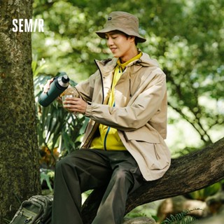 Semir Áo khoác nam Semir cho mùa thu 2024 được thiết kế cho áo khoác có mũ trùm đầu rộng rãi ba mặt ngoài trời Túi lớn Quần áo công sở hợp thời trang Phong cách