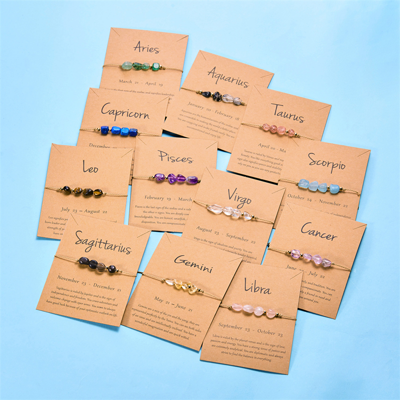  Yx 12 Cung Hoàng Đạo Dấu Hiệu Đá Tự Nhiên Tay Dệt Dây Tông Vòng Tay Độ Nhạy Thấp Quà Tặng Cho Bạn Gái Cặp Đôi 