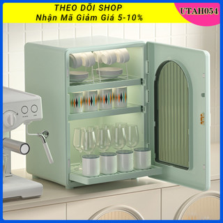Kệ đựng ly cốc 3 tầng - tủ nhựa đựng cốc nhà bếp chống bụi trang trí nhà cửa