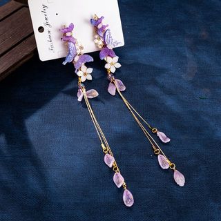  Ban Đầu Bướm Tím Cổ Kẹp Tóc Cổ Điển Hanfu Mũ Đội Đầu Cặp Kẹp Tua Rua Bước Lắc Phụ Kiện Tóc 
