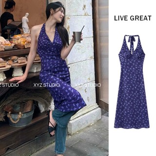 Live GREA Váy không tay nữ cổ chữ V cổ hoa Nhật Bản và Hàn Quốc gợi cảm dài dễ thương