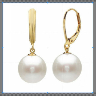 14k vàng 10-11mm bông tai ngọc trai tròn trắng biển nam tự nhiên thật quyến rũ