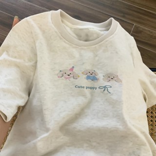 Outerity 100% cotton Áo thun Xám form rộng cổ tròn áo kiểu xinh hàn quốc in hình SALMO local brand Y1713