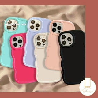 Ốp điện thoại Wavy Edge Tương thích cho iPhone 7Plus 16 11 15 14 13 12 Pro MAX XS MAX XR 6s 16 8 6 7 Plus X SE 2020 Vỏ mềm màu kẹo Macaron đơn giản sang trọng