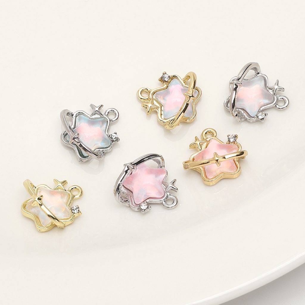 1 chiếc 15mm Hợp Kim Thủy Tinh Ngôi Sao Mặt Dây Chuyền DIY Handmade Bông Tai Vòng Cổ braclete Trang Sức