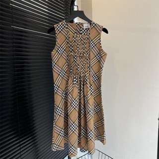Váy không tay ca rô Kaki phong cách mới Váy Vest nữ