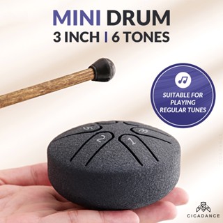 Mini  Trống lưỡi thép/Trống Tank Drum 3 inch 6 tông Quà tặng nhạc cụ cho trẻ em Dùi trống miễn phí  Steel Tone Drum