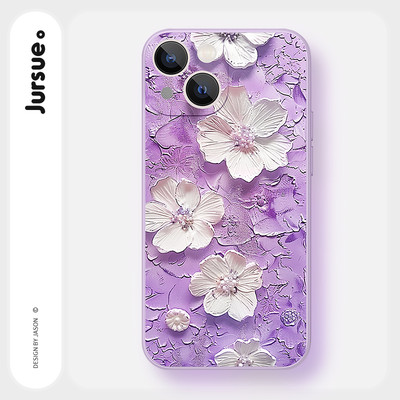Ốp lưng JURSUE mềm chống bẩn màu hoa dễ thương đẹp độc lạ cho iPhone 16 15 14 13 12 11 Pro Max SE 2020 X XR XS ip 8 7 Plus kute Y5335Q