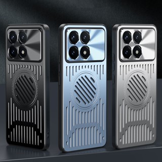 Ốp Điện Thoại Tản Nhiệt Hợp Kim Nhôm Cho Xiaomi Redmi K70 Ultra K70E K60 POCO F6 F5 X6 Pro Ốp Lưng Chống Sốc Thoáng Khí Vỏ Kim Loại Sạc Không Dây Capa Funda