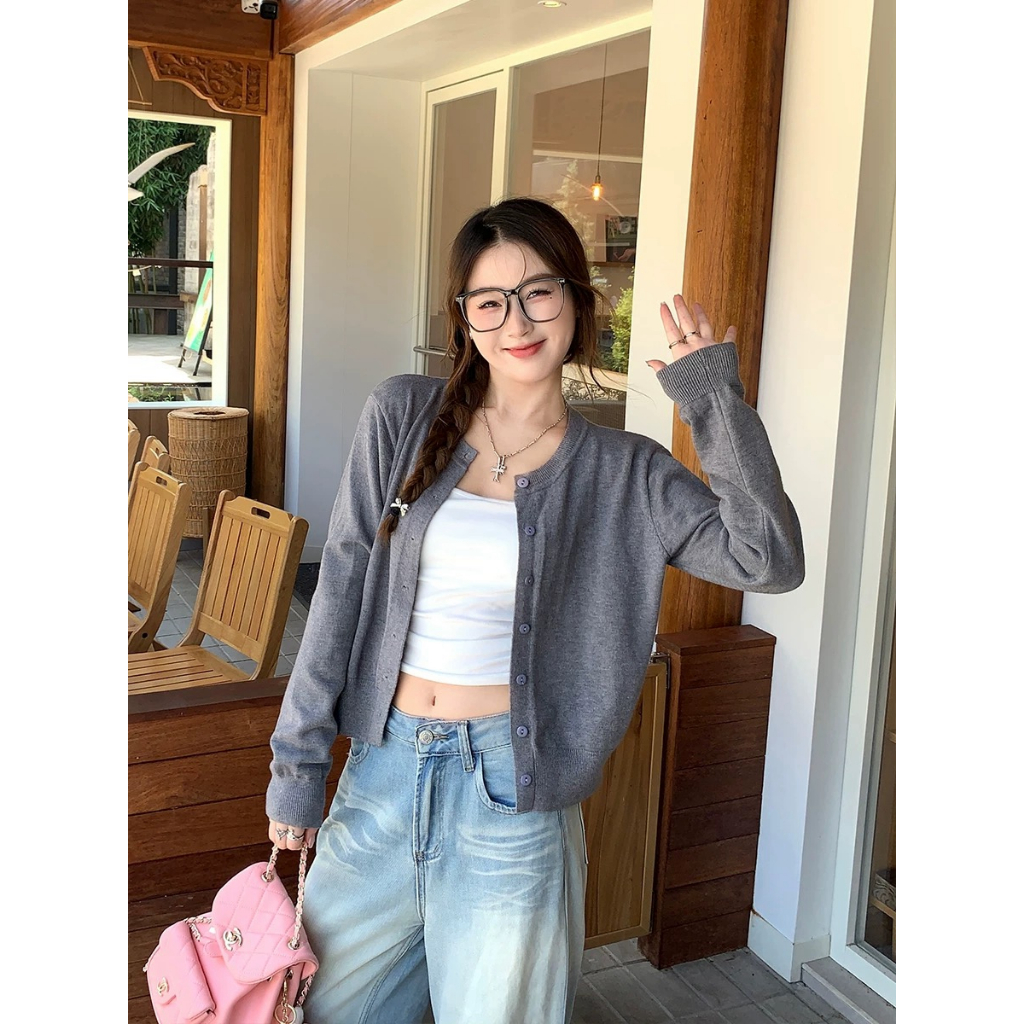 YAYUAN Cardigan phụ nữ dài tay đan  màu vàng | BigBuy360 - bigbuy360.vn