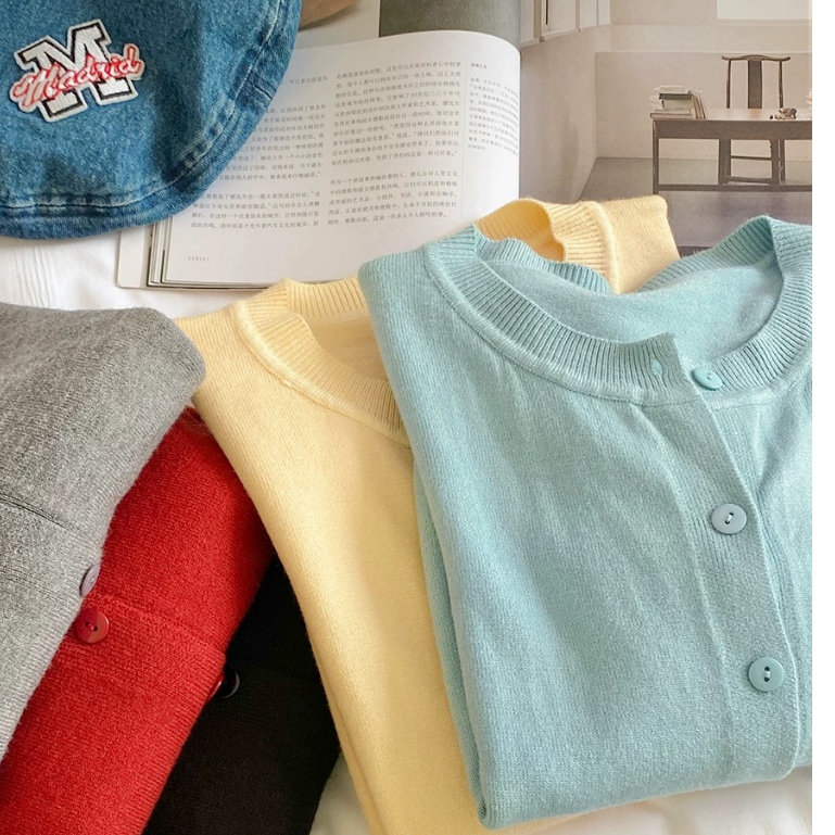 YAYUAN Cardigan phụ nữ dài tay đan  màu vàng | BigBuy360 - bigbuy360.vn