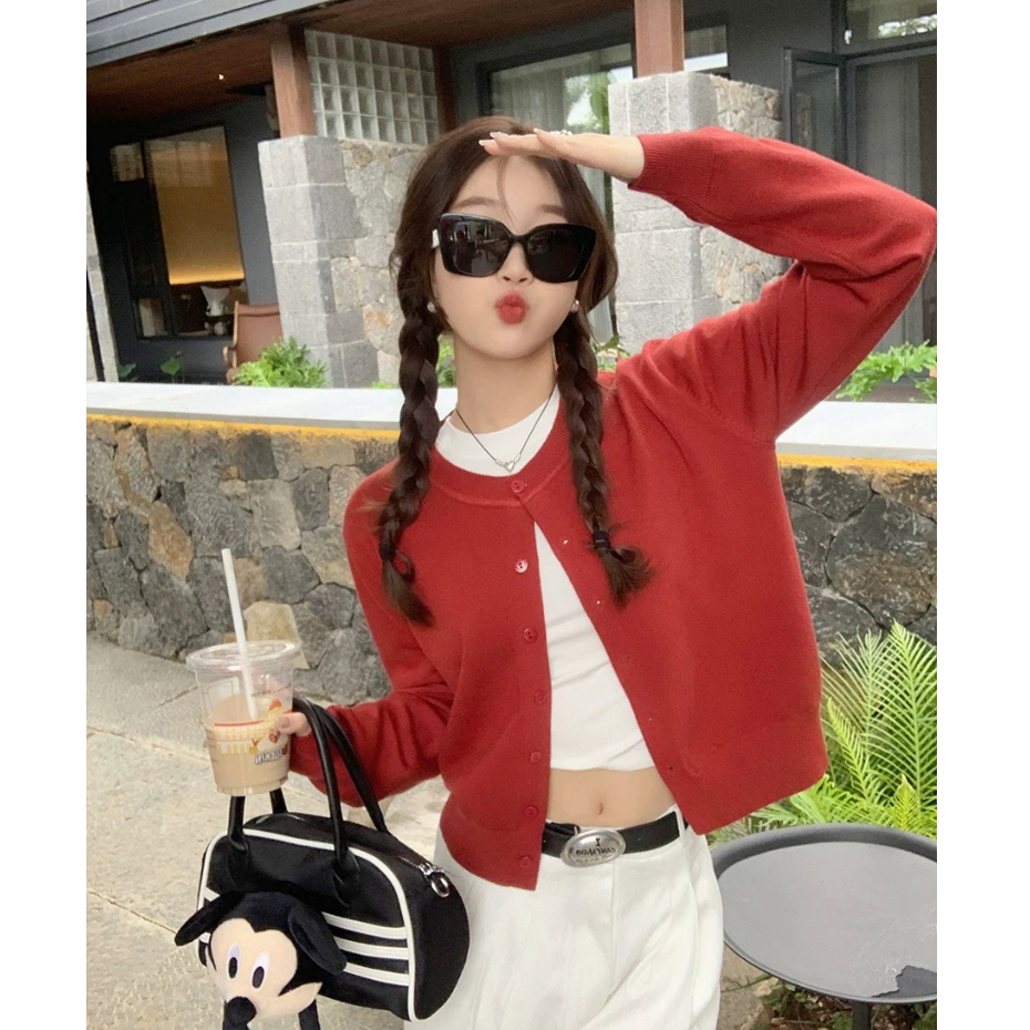 YAYUAN Cardigan phụ nữ dài tay đan  màu vàng | BigBuy360 - bigbuy360.vn