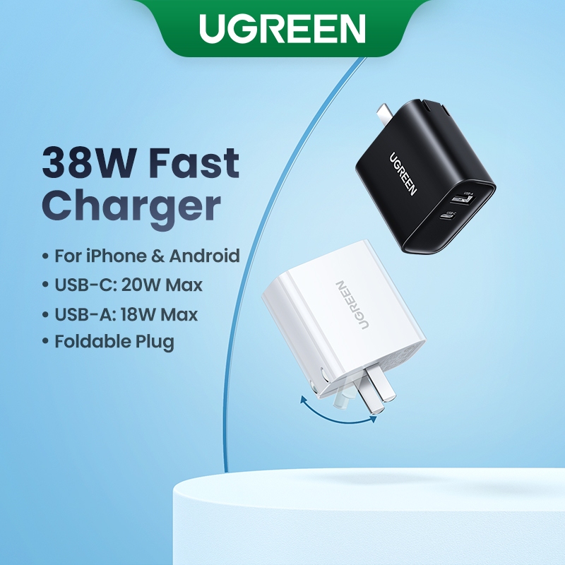 Củ Sạc UGREEN PD 20W 1A1C Hỗ Trợ Sạc Nhanh Và Sạc Nhanh 15 14 13 12 18W USB A 20W Type C