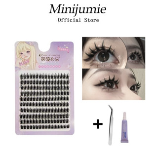 Minijumie MENGJIESHANGPING Hộp Lông Mi Giả 10 Hàng Có Gai Lúa Mì Dày Tự Nhiên【35000VND gửi tặng keo+cái nhíp 