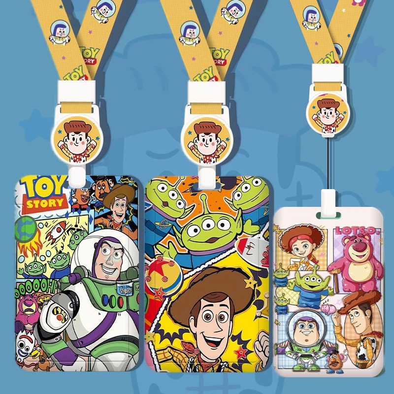 Ốp Thẻ ABS Cao Cấp Hình Woody & Buzz, Dây Rút Chống Mất, Cho Thẻ Đi Làm & Đi Học
