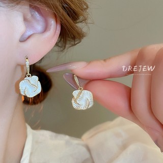 Drezew Vàng 18k Mạ Điện Pháp Siêu Cổ Tích zircon Hoa Trà Bông Tai Tinh Tế Cao Cấp Bông Tai Khí Chất Không Khí Bông Tai Không Dị Ứng