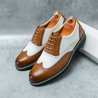 Thanh Lịch Retro Cổ Điển Mềm Mại Nam Chính Thức Oxfords Brogues Giày Chắp Vá Đảng Thấp Áo Thoải Mái