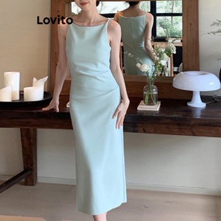 Lovito Đầm xẻ tà trơn thanh lịch cho nữ LNE53429