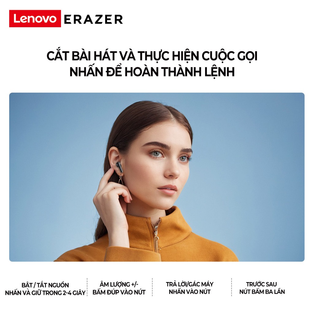 Lenovo ERAZER XT92 Tai nghe bluetooth Tai nghe không dây Bluetooth 5.4 HD Stereo Giảm tiếng ồn thông minh Cảm ứng chống nước có Mic | BigBuy360 - bigbuy360.vn