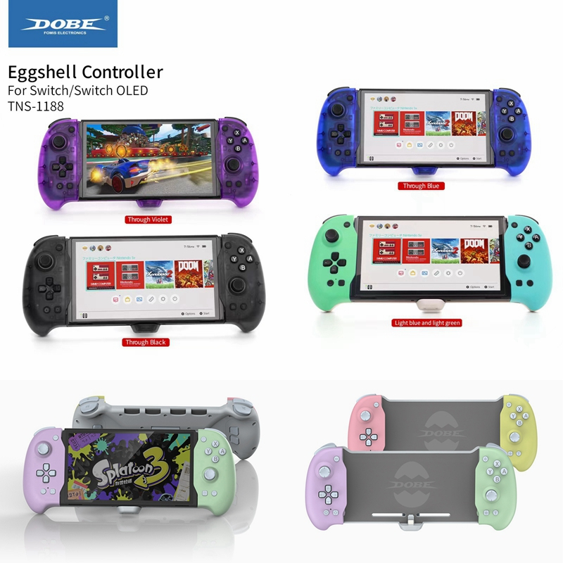 Bộ điều khiển vỏ trứng DOBE Tương thích với Nintendo Switch OLED DOBE TNS-1188 Cắm và chạy Tay cầm chơi Game Bluetooth không dây 6 trục Con quay hồi chuyển Joypad Động cơ đôi Tay cầm trò chơi rung