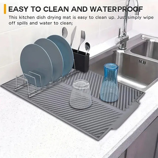  Thảm thoát nước gấp bằng silicon - Chịu nhiệt Máy rửa chén an toàn Dễ dàng làm sạch Tiết kiệm không gian Chống trượt Thảm Trivet bền cho mặt bàn nhà bếp - Phụ kiện nhà bếp cao cấp 
