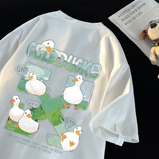 Áo thun nữ hợp thời trang phong cách Hàn Quốc hình vịt hai mặt 100% cotton nguyên chất oversize áo ngắn tay