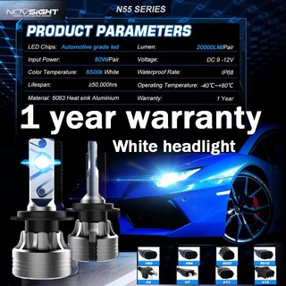 Set 2 đèn pha LED NOVSIGHT N55 20000LM 70W 6500K H11 H4 H7 cho xe hơi